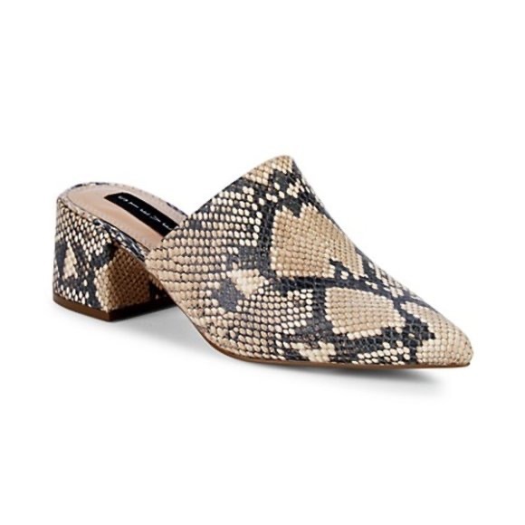 STEVEN NEW YORK by Steve Madden Selma Snake Print Pointed Toe Block Heel Mules - Picture 4 of 11